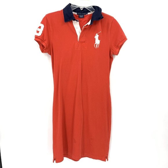 Ralph Lauren Dresses & Skirts - Ralph Lauren Polo Shirt Dress Red White Big Pony Logo Vintage Womens Medium